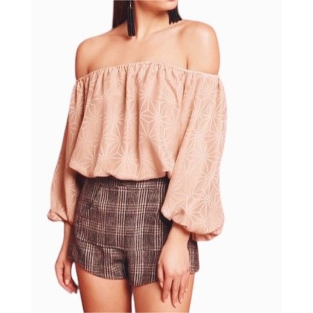 STONE COLD FOX Rumi Silk Off-The-Shoulder Cropped Blouse Dusty Rose Size XS/S